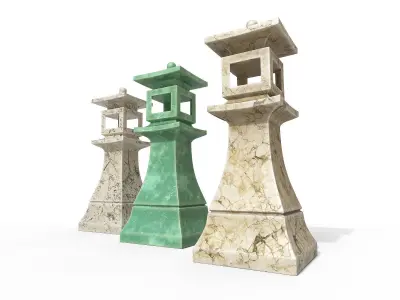 Concrete stone lantern Low-poly 3D model