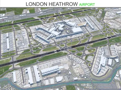 London Heathrow Airport 10km Low-poly 3D model