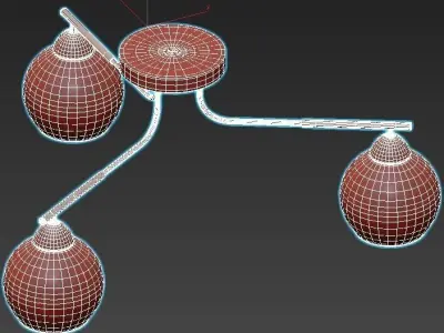 hiper-tommy-h181-3 three light ceiling fixture with glass globes 3D model