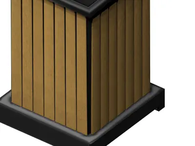 Rectangle wooden cage type wooden trash can Low-poly 3D model
