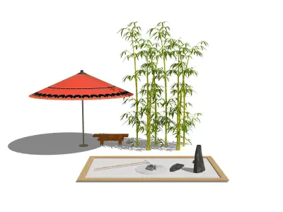 26 Japanese landscape sketches and dry landscape SU models 3D model