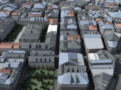 European Style City Low-poly 3D model