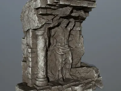 old statue  Low-poly 3D model
