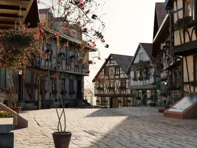 Old European Village Street 3D model