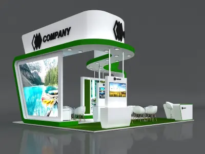 Exhibition Stand Booth 8x8m Height 450cm 4 Side Open 3D model