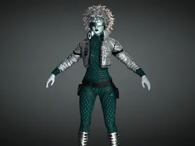 AAA Cyber Punk Female Character 05 Low-poly 3D model