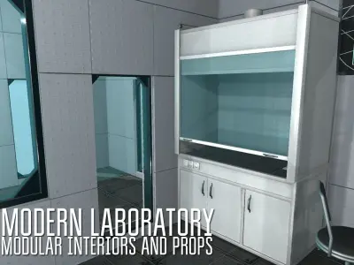 Modern laboratory - modular interiors and props Low-poly 3D model