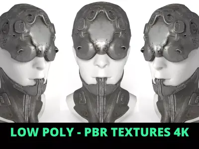 Mask Mecha Robot Cyberpunk Low-poly 3D model