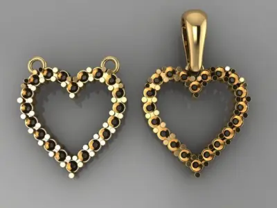 Dainty Diamond Heart Pendant Mix Design 3D print model