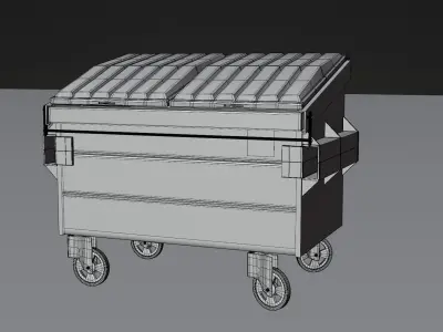 High Poly Dumpster trash can on street at night Free 3D model