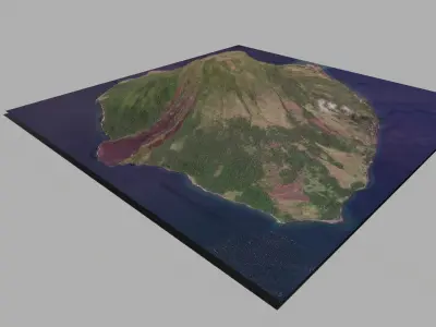 Mountain landscape Volcano Ruang North Sulawesi Indonesia 3D model