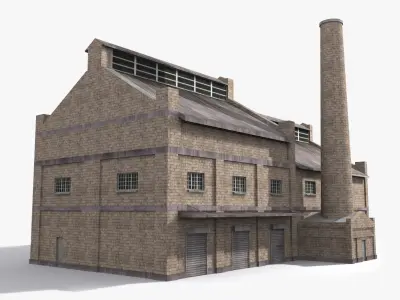 Factory x4 Low-poly 3D model