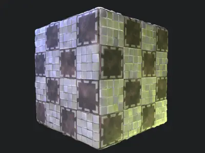 Stylized Floor Tiles Material 09 - Included Cracked Version Texture