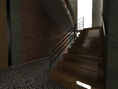 Stairs staircase in brick building Free 3D model