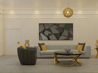 Living Room Interior Low-poly 3D model