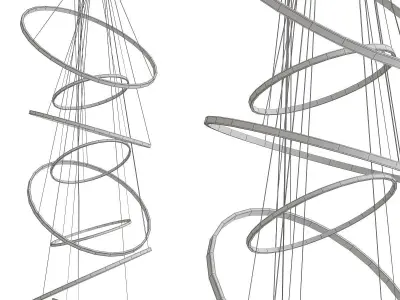 Modern LOHJA chandelier Circle Rings low poly 3d model Low-poly 3D model