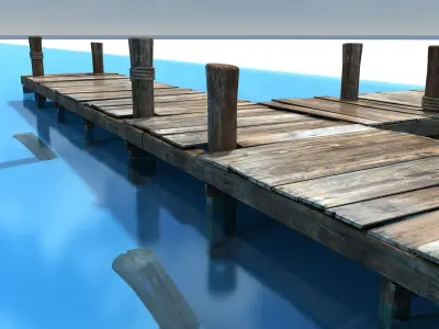 Old wooden Bridge Low Poly Low-poly 3D model