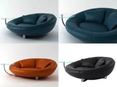 DS-152 leather chair with coffee table 3D model