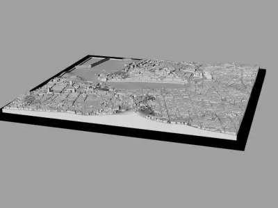 3D Marseille Map City Art Landmark Marseille Skyline 3D Art 3D print model