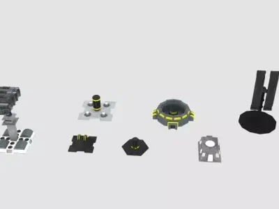 Scifi Space Building  Low-poly 3D model