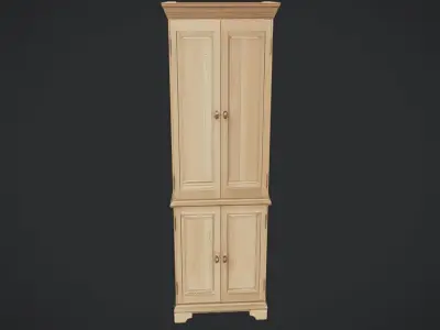 wooden storage cabinet with four doors 3D model