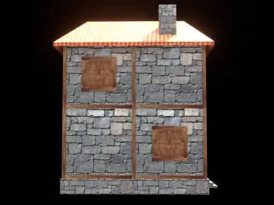 medieval house low poly village town residential house  87 Low-poly 3D model
