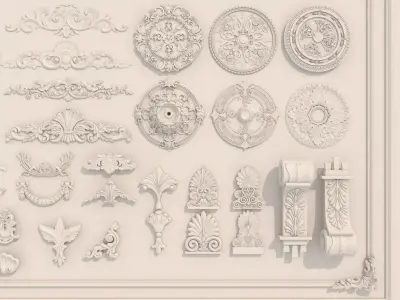 Collection stucco molding frame 05 Low-poly 3D model