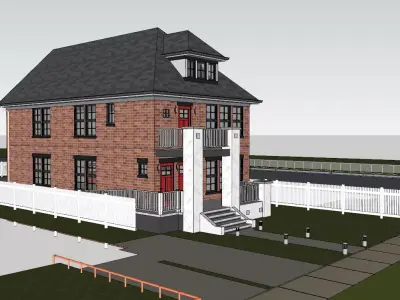 Modern Brick House  3D SketchUp Model 3D model