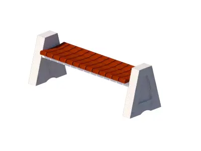 Outdoor bench sitting concrete feet 3D model