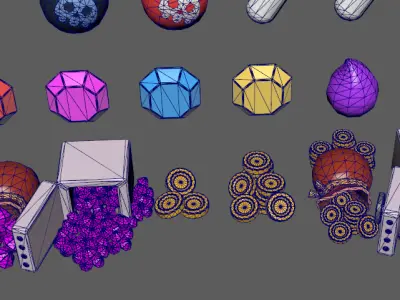 Cartoon Game Widget Low-poly 3D model