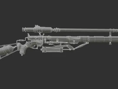 Pneumatic Rifle Low-poly 3D model