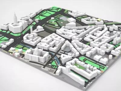 Cityscape Leipzig Centrum district Germany 3D model