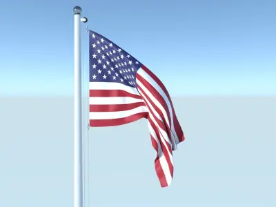 Animated Flag of United States Low-poly 3D model