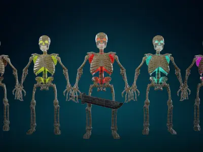 Skeleton Undead Warrior Yellow - Lowpoly - Game Ready  Low-poly 3D model