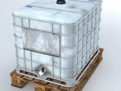 Liquid Plastic Tank on Pallet 3D model