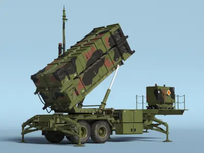  Patriot Missile Launcher on Wheeled Trailer Camo 