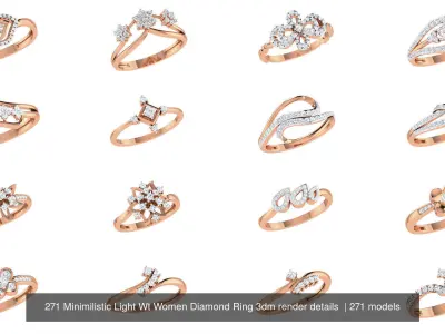 271 Minimilistic Light Wt Women Diamond Ring 3dm render details  3D Model Pack