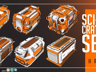 Sci Fi Crates Set Halo 3D model