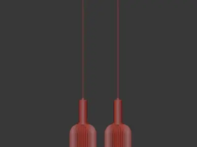 IRIC 2 glass pendant lamp - gold 3D model