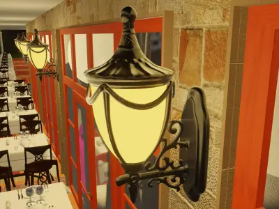 Gothic Wall Lamp Game Prop Low-poly 3D model
