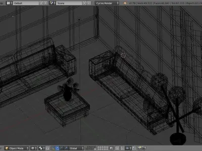Room interior with sofa sets 3D model