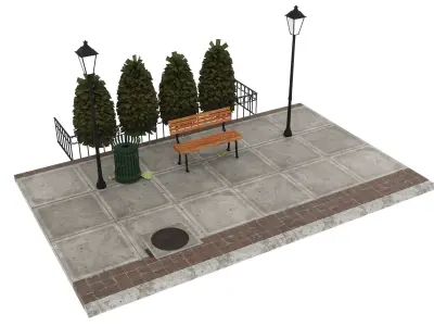 City Street Props Material Pack Low-poly 3D model