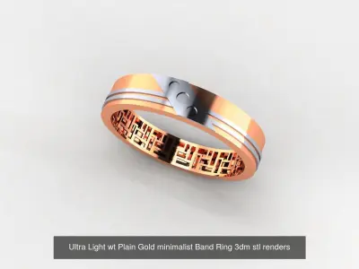 15 Ultra Light wt Plain Gold minimalist Band Ring 3dm stl  3D Model Pack