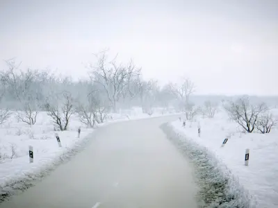 Procedural Winter Road Generator Low-poly 3D model