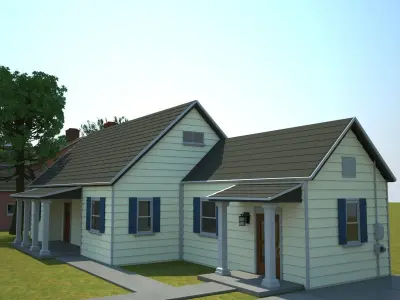 Neighborhood house with tree 3D model