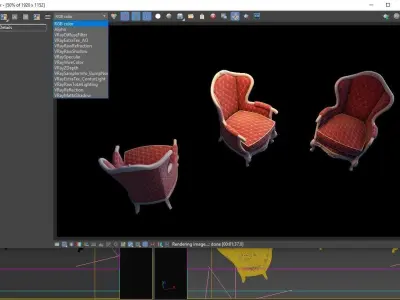 Chair pair of armchairs 3D model