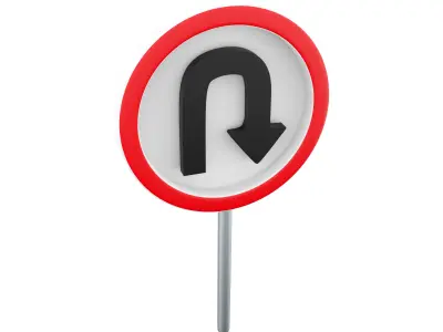 3d  Prohibition Sign U-turn 3D model
