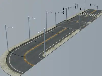 Road Pack Low-poly 3D model