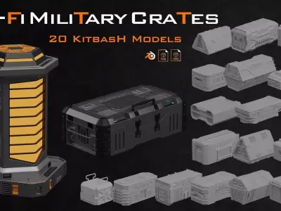 20 Sci-fi Military Crates  3D model