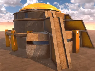 SciFi Desert Building Low-poly 3D model